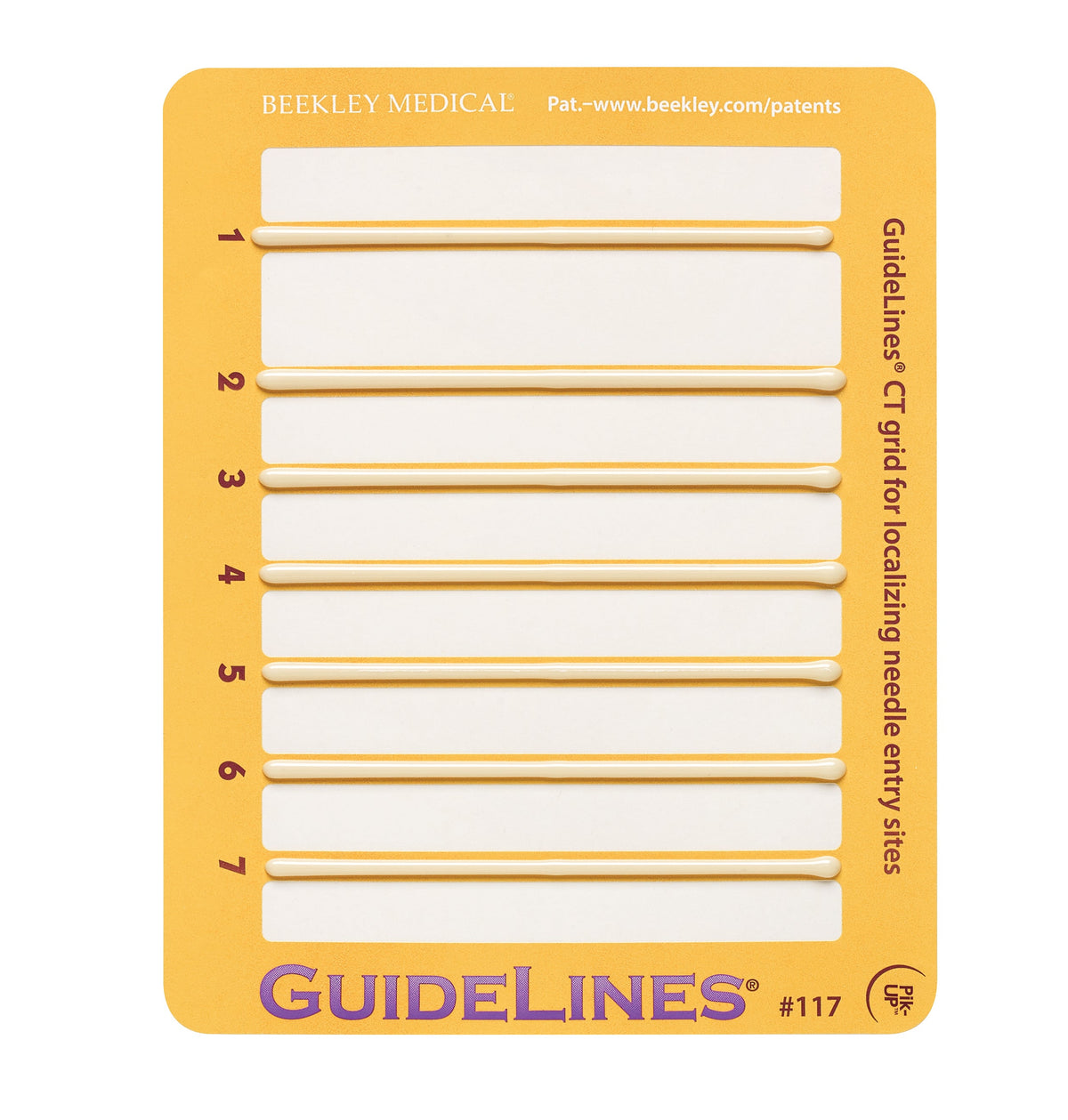 Grid, Ct Biopsy Guidelines W/7Radiopaque Lns 4"X5" (20/Cs), 20/Cs