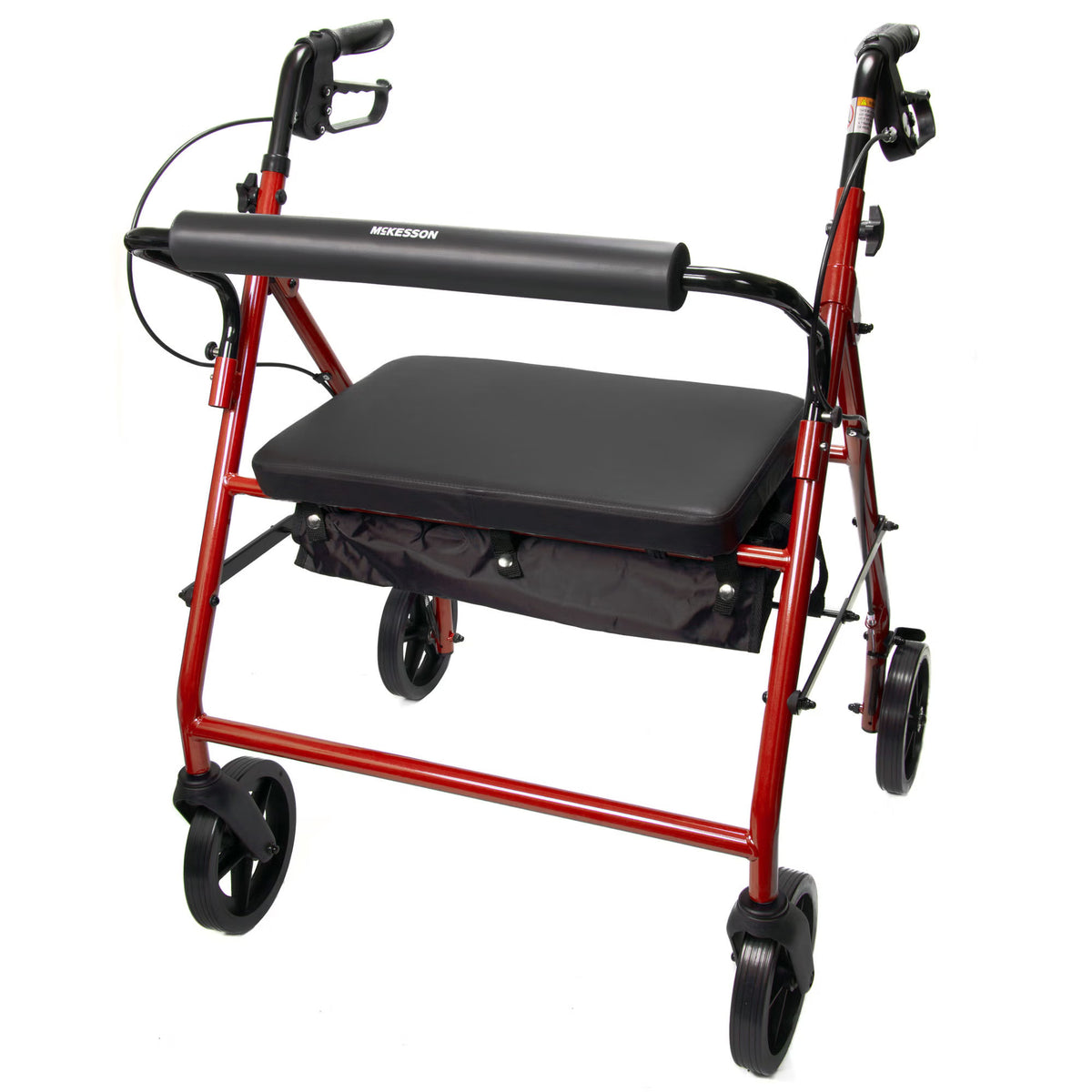 McKesson Bariatric Red Folding Steel Four-Wheel Rollator, 1/EA