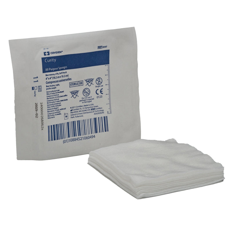 Curity™ Sterile Nonwoven Sponge, 4 x 4 Inch, 4-Ply 10/TRAY -8047- - BriteSources
