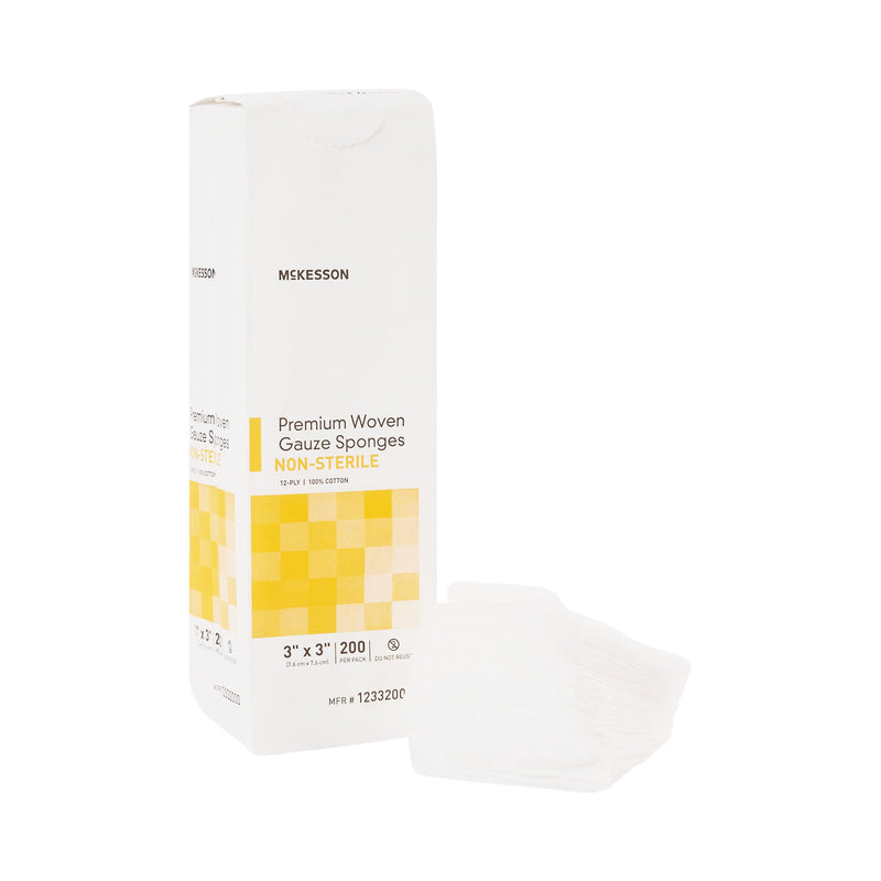MCKESSON GAUZE SPONGE, 3 X 3 INCH, 12-PLY, SOLD AS 4000/CASE MCKESSON 12332000