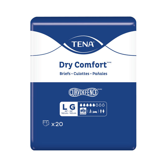 Tena® Dry Comfort™ Briefs With Curvdefence™, Large, 40 – 56 Inch, Five Drops, 80/Cs