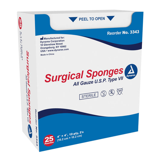 Dynarex® Sterile Gauze Sponge, 4 X 4 Inch, 12-Ply, 24/Cs