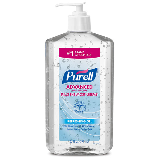 Purell® Advanced Hand Sanitizer 70% Ethyl Alcohol Gel, Pump Bottle, 20 Ounce, 12/Cs