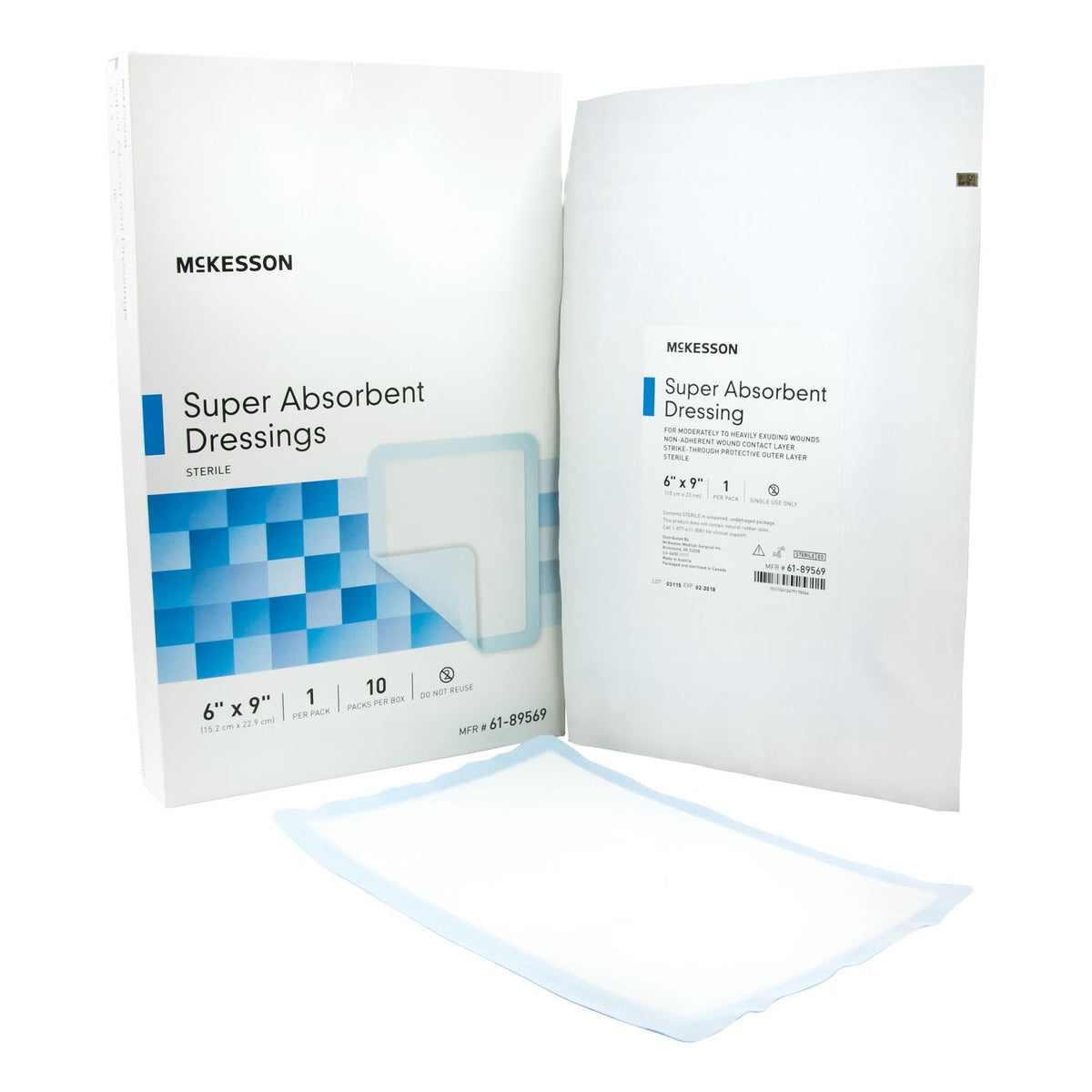 Mckesson Super Absorbent Dressing, 6 X 9 Inch, 10/Bx