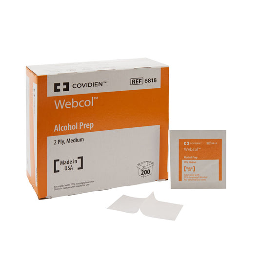 Webcol™ Alcohol Prep Pad, 1 X 1.25 Inch, Individual Packets, 4000/Cs