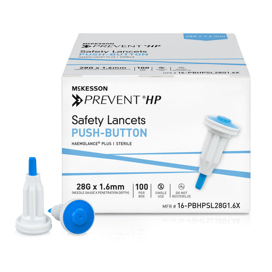 Mckesson Prevent® Hp Push Button Safety Lancet, 28 Gauge, 100/Bx