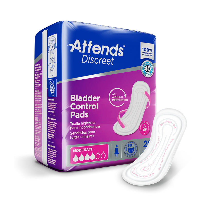 ATTENDS® DISCREET WOMEN'S MODERATE BLADDER CONTROL PAD, 10½-INCH LENGTH, SOLD AS 200/CASE ATTENDS ADPMOD