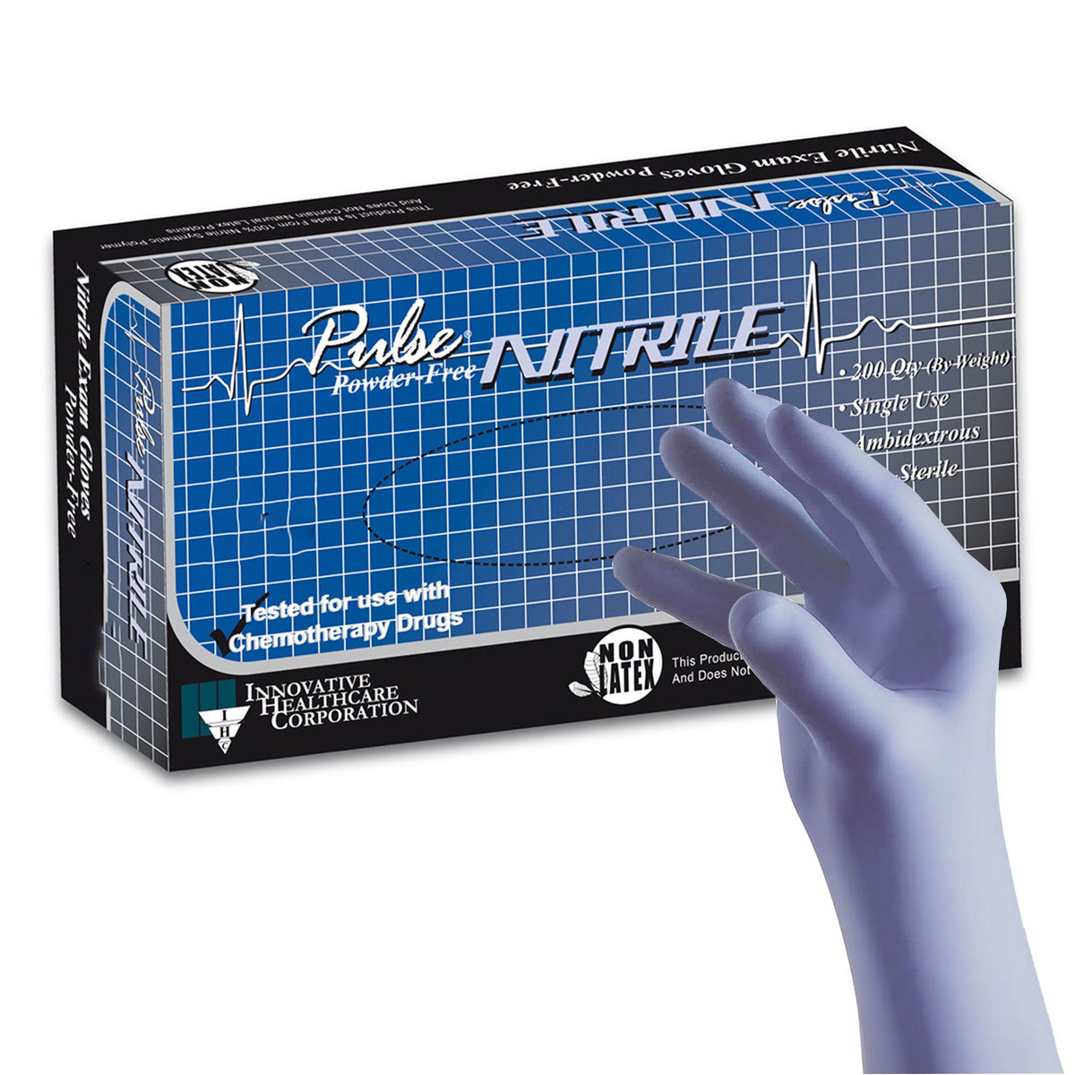 Pulse® Nitrile Exam Glove, Small, Aqua Blue, 200/Bx