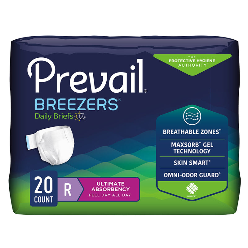 PREVAIL® BREEZERS® ULTIMATE ABSORBENCY INCONTINENCE BRIEFS, REGULAR, SOLD AS 80/CASE FIRST PVB-016/1