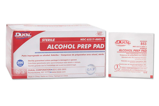 Dukal Alcohol Prep Pads, Sterile, Individual Packs, 4000/Cs