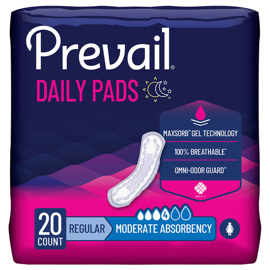 Prevail® Daily Pads Moderate Bladder Control Pad, 9¼-Inch Length, 180/Cs