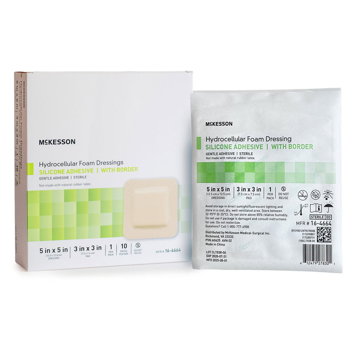 Mckesson 5 X 5 Inch Five-Layer Hydrocellular Foam Dressing W/ 2 X 2 Inch Border, 200/Cs