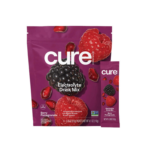 Cure Electrolyte Drink Mix Made With Coconut Water, Berry, 7.7-Gram Packets, 14/Pk