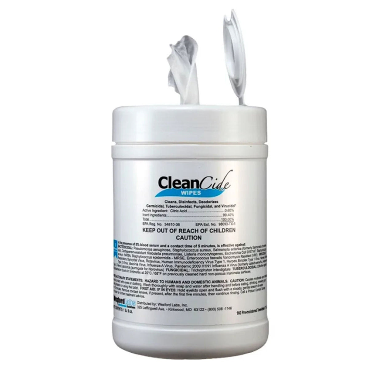 Wipe, Disinfectant Cleancide Sm (160/Cn 12Cn/Cs), 12/Cs