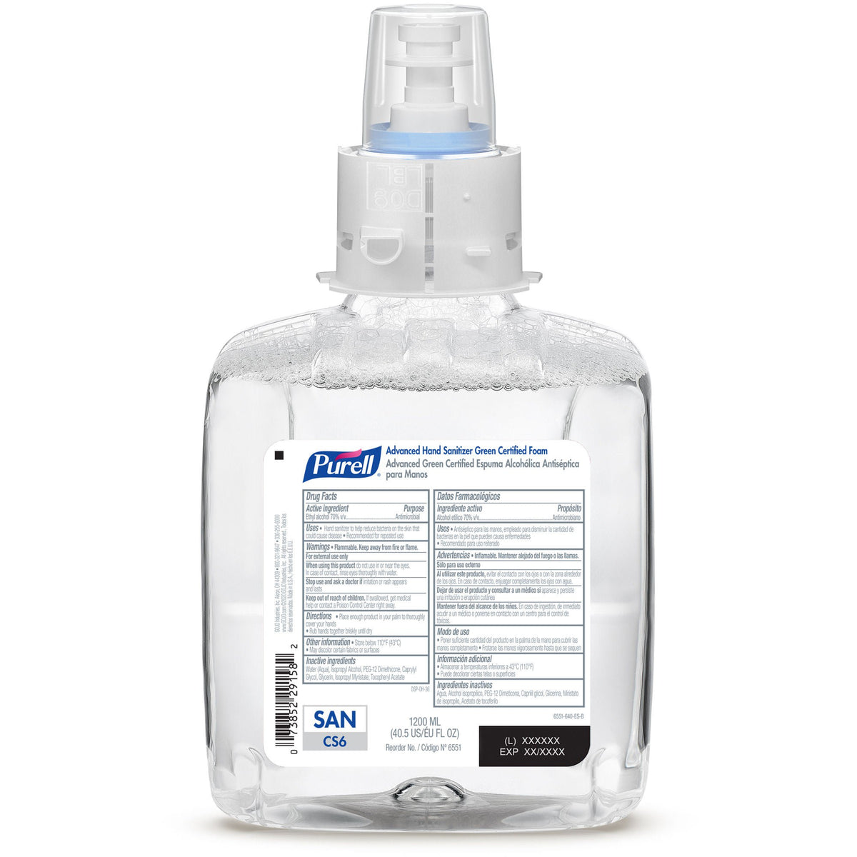 Purell® Advanced Hand Sanitizer Green Certified Foam Refill For Cs6 Dispenser, 2/Cs