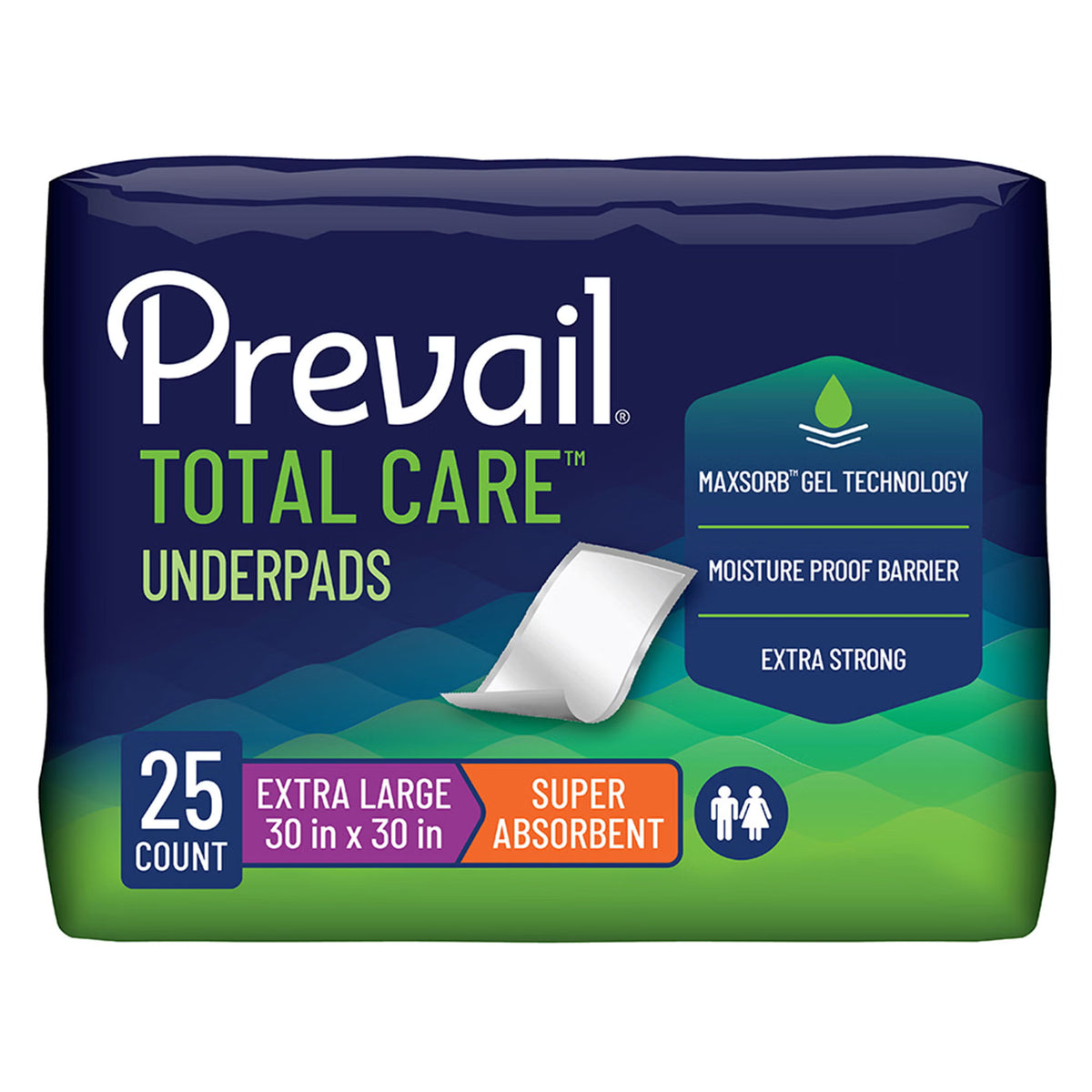 Prevail® Total Care™ Heavy Absorbency Underpad, 30x 36 Inch, 100/CS