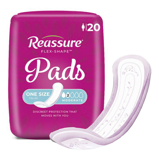 Reassure® Flex-Shape Pad™ For Moderate Incontinence, One Size Fits Most, 180/Cs