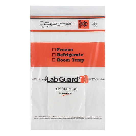Lab Guard® 2X Zip Specimen Transport Bag, Document Pouch, Absorbent Pad, 6 x 9", 1000/CS