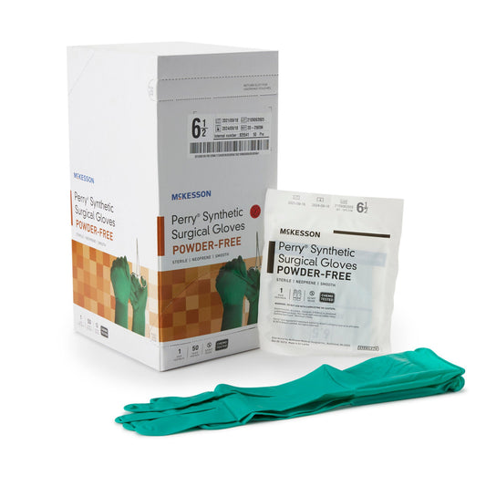 McKesson Perry® Performance Plus Polychloroprene Surgical Glove, Size 6.5, Green, 200/CS