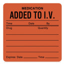 UAL™ Pre-Printed "Medication Added to I.V." Label, 2.5 x 2.5 Inch, 1/RL