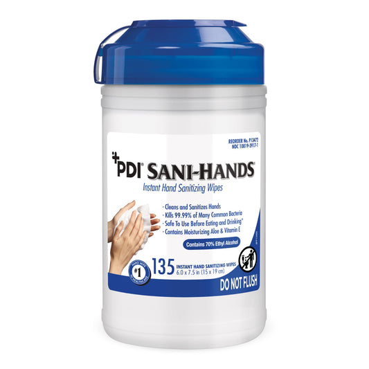 Sani-Hands® Hand Sanitizing Wipes, Ethyl Alcohol, Unscented, 6 X 7.5 Inch, 12/Cs