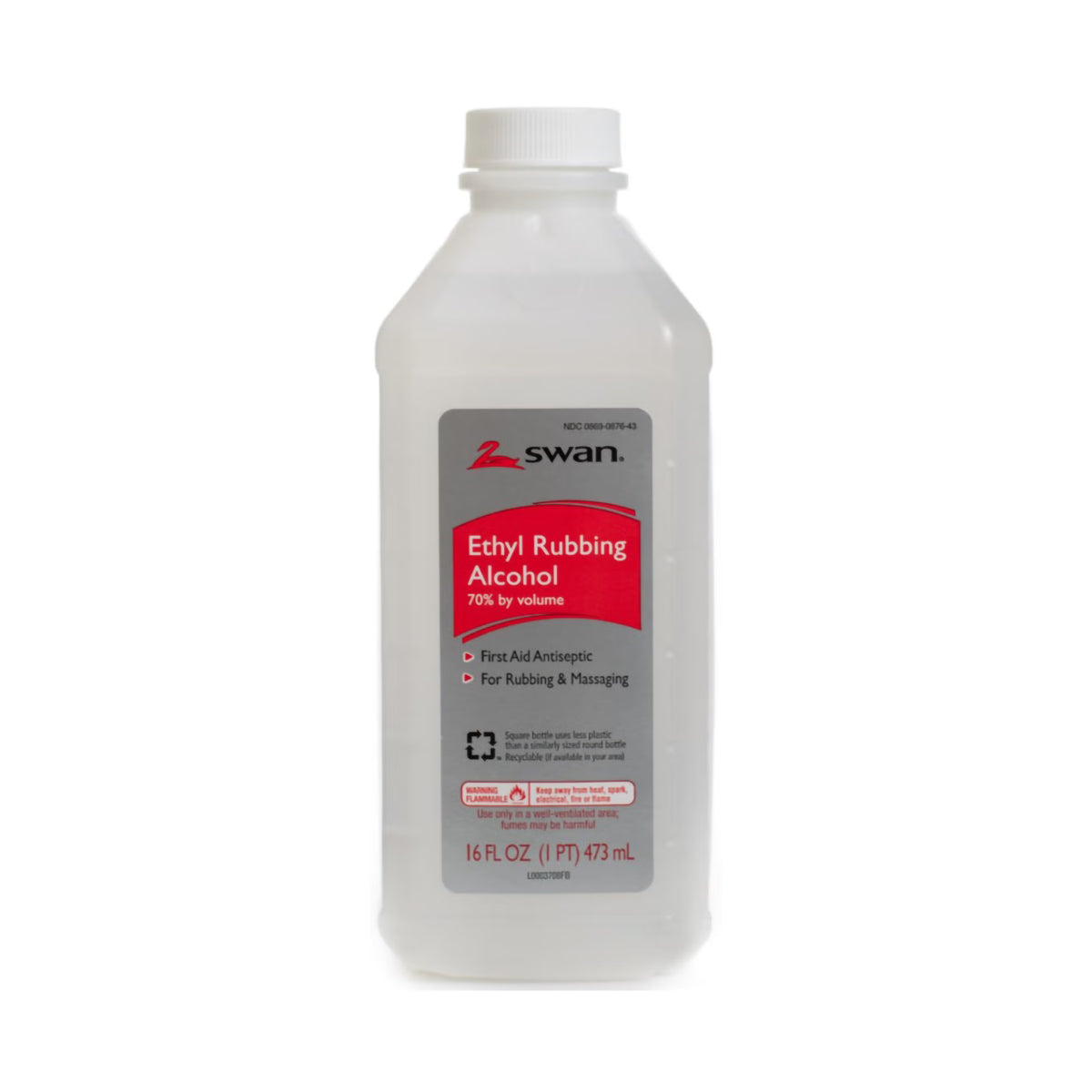 Swan Ethyl Alcohol Antiseptic, 16-Ounce Bottle, 12/Cs