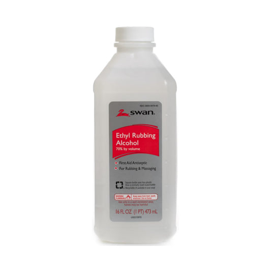 Swan Ethyl Alcohol Antiseptic, 16-Ounce Bottle, 12/Cs