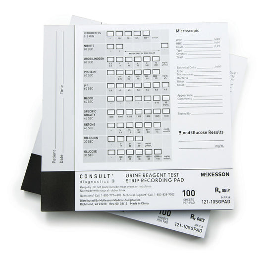 Mckesson Consult™ Urine Reagent Test Strip Recording Pad, 10000/Cs