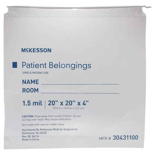 Mckesson Patient Belongings Bag, Clear, 250/Cs