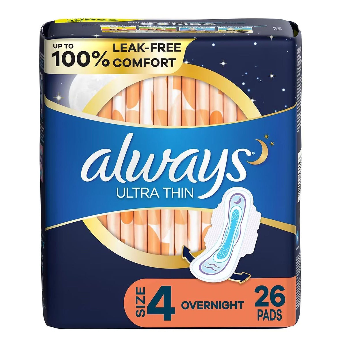 Always® Ultra Thin Pads Size 4 Overnight With Flexi-Wings, 156/Cs