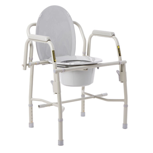 Drive™ Deluxe Steel Drop-Arm Commode Chair, 1/Ea