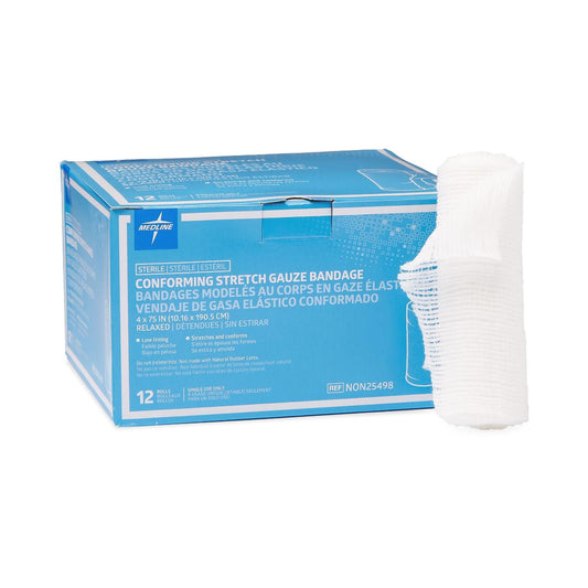 Medline Sterile Conforming Bandage, 4 Inch X 4-1/10 Yard, 96/Cs