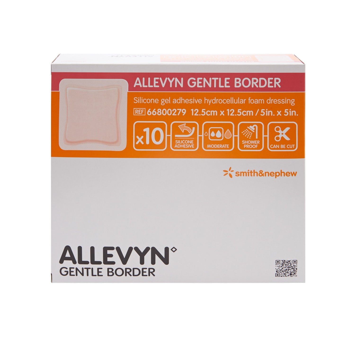 Allevyn Gentle Border Silicone Foam Dressing, 5 x 5 Inch 10/BOX -66800279