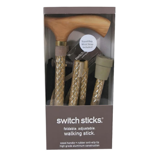 Switch Sticks® Folding Cane, Pearl Gold, 32 To 37 Inch Height, 1/Ea