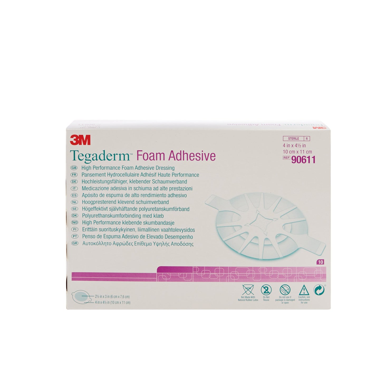 3M™ Tegaderm™ High-Performance Foam Dressing Adhesive, 4 x 4½ Inch 1/EACH -90611