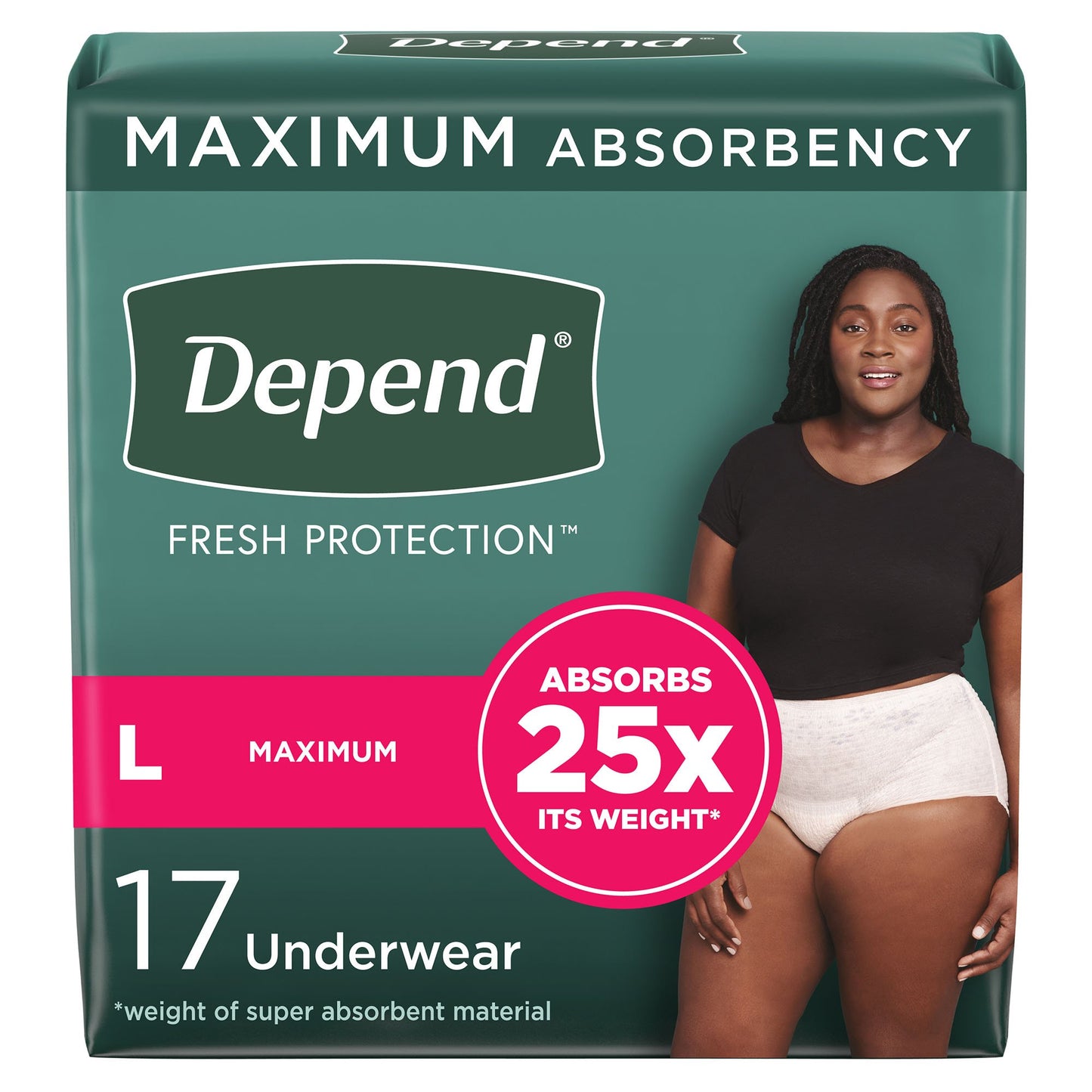 Depend Fresh Protection™ Womens Maximum Absorbency Underwear, Large, 17 ct.