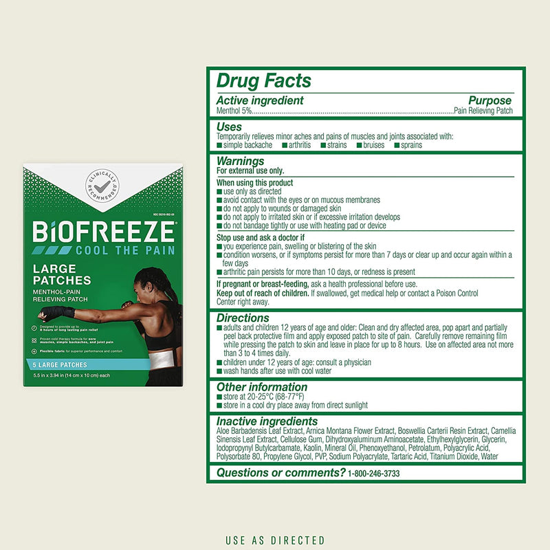 Biofreeze® Menthol Pain Relief Patches, Large