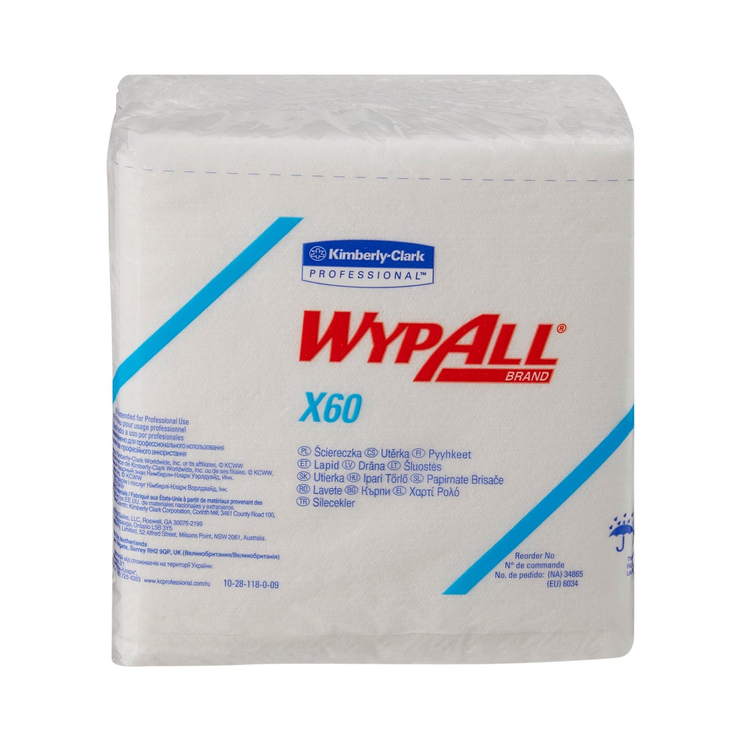 WypAll X60 Task Wipe, ¼ Fold 1/CASE -34865