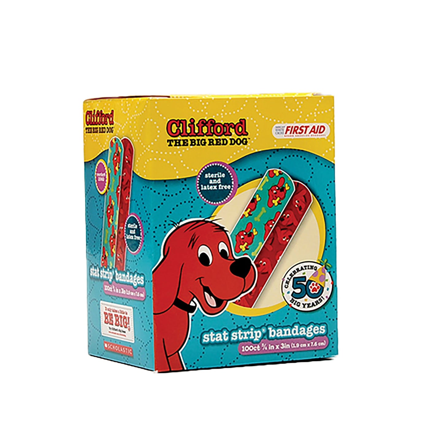 American White Cross Stat Strip Clifford the Big Red Dog Adhesive Strip,  x 3 Inch 1/BOX -15960