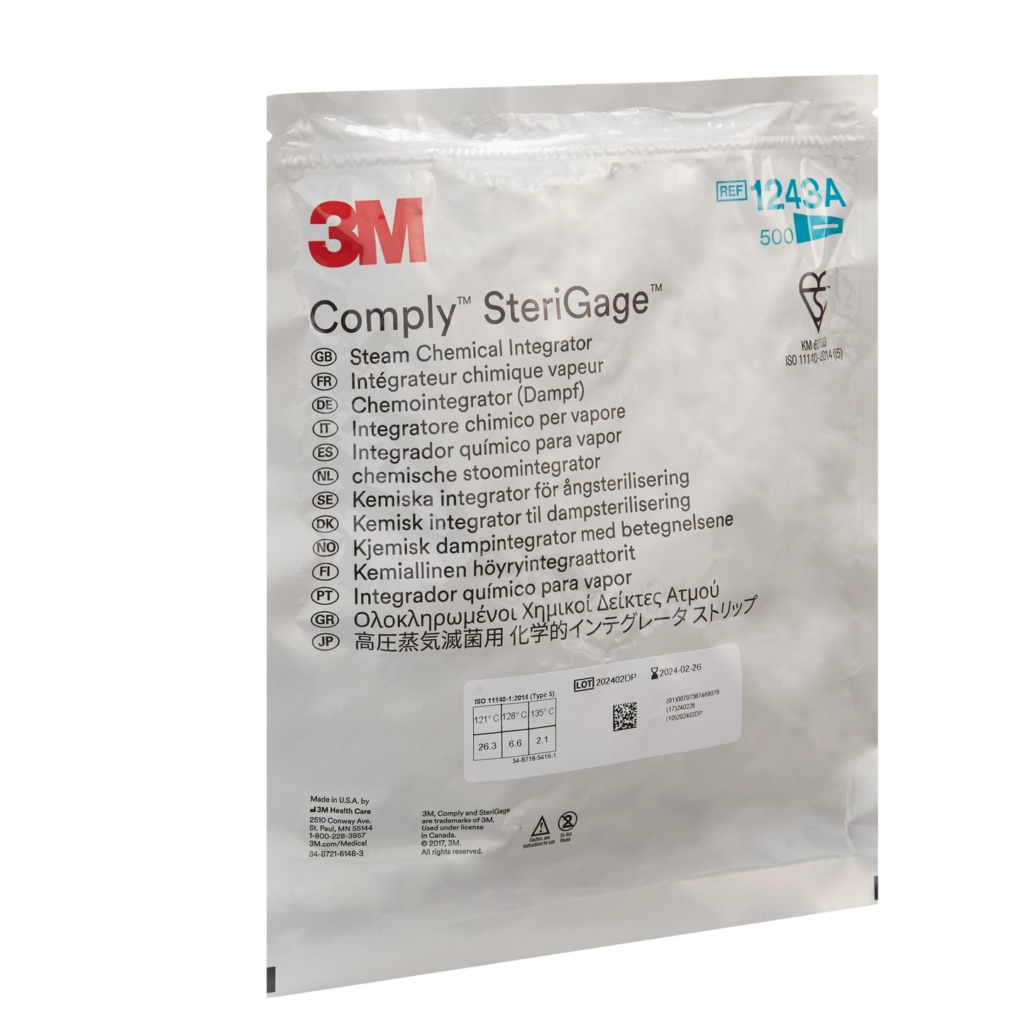 3M™ Comply™ SteriGage Chemical Integrator, Steam 2/CASE -1243A