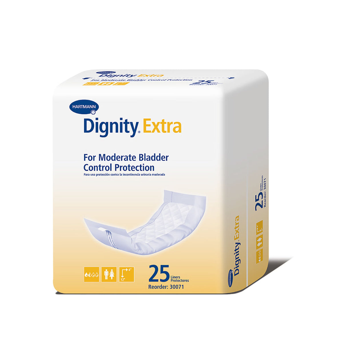 Dignity® Extra™ For Moderate Incontinence Liner, 12-Inch Length, 250/Cs