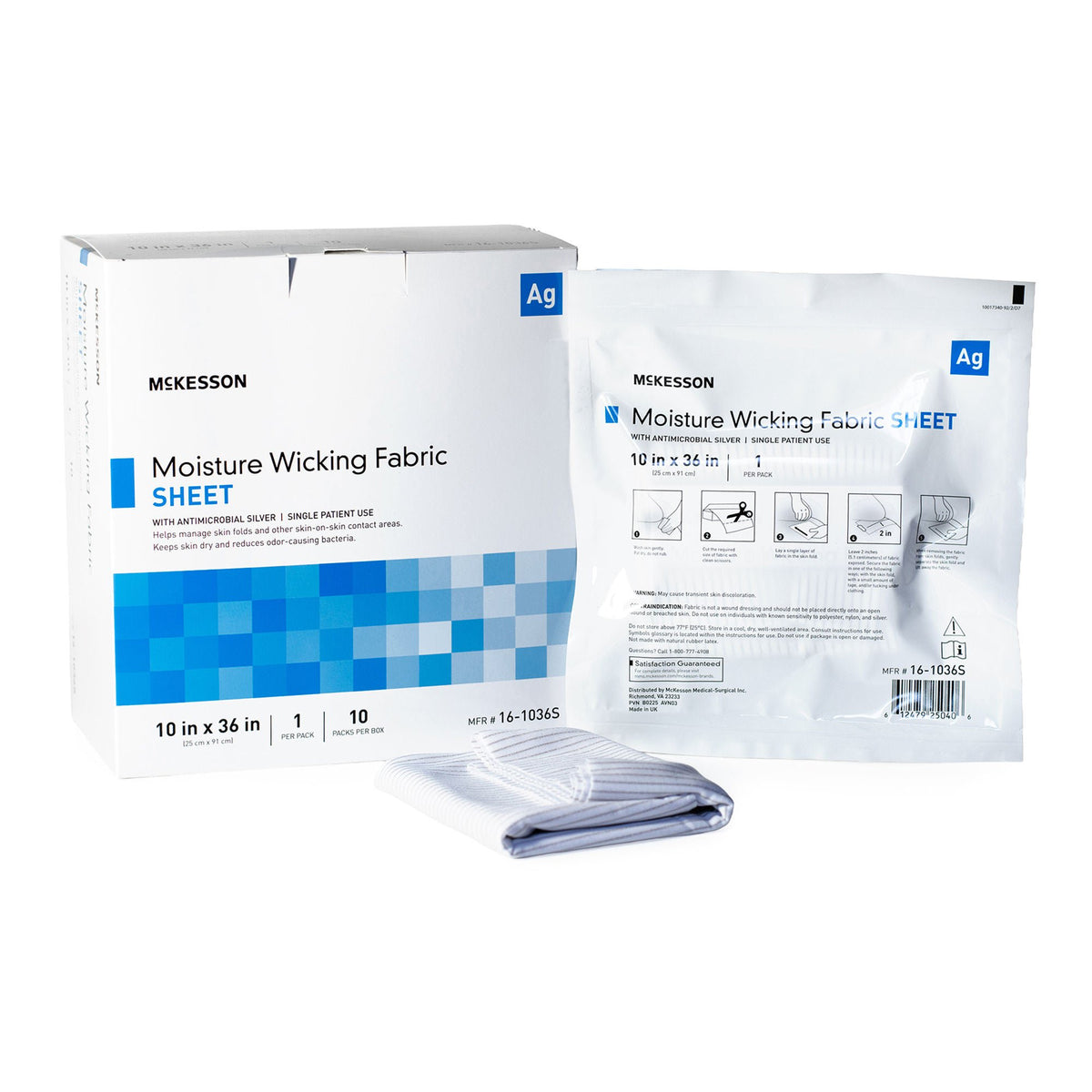McKesson Silver Moisture Wicking Fabric, 10 x 36 Inch, 1/PK