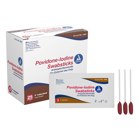 Dynarex Povidone Iodine Swabsticks, 250/Cs