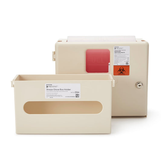 McKesson Prevent® Sharps Wall Cabinet with Glove Box, 12¼ x 4¾ x 15 Inch, 1/EA