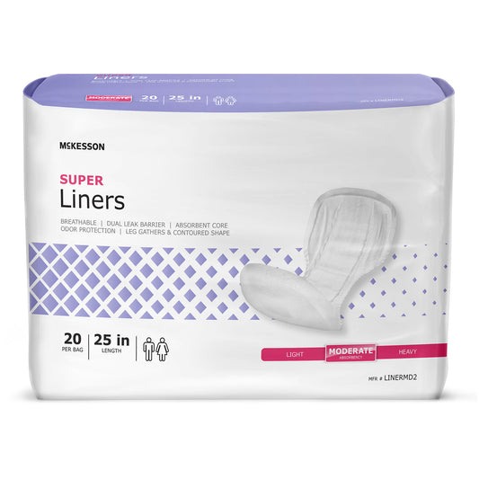 Mckesson Super Liner, 25-Inch-Long Incontinence Liner, 20/Bg