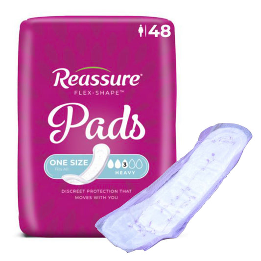 Reassure® Flex-Shape Pad™ For Heavy Incontinence, One Size Fits Most, 192/Cs