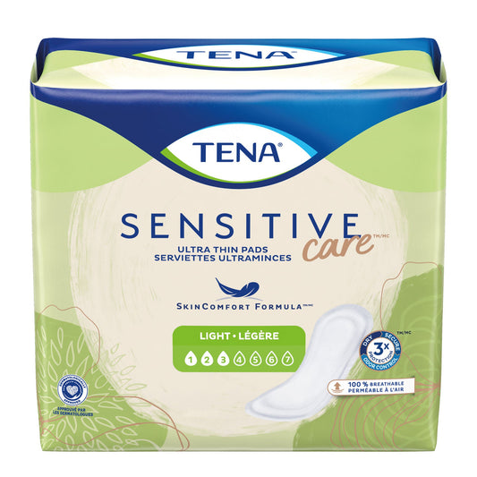 Tena Sensitive Care™ Ultra Thin Light Regular Bladder Control Pad, 9-Inch Length, 180/Cs