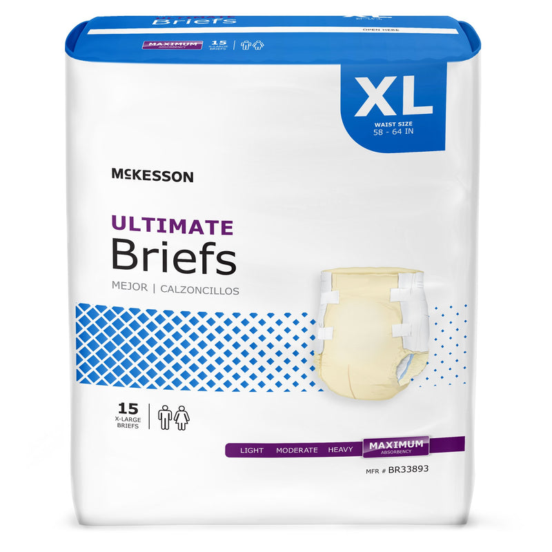 MCKESSON ULTIMATE HEAVY ABSORBENCY INCONTINENCE BRIEF, EXTRA LARGE, SOLD AS 60/CASE MCKESSON BR33893