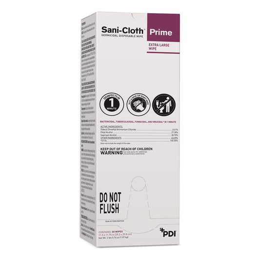 Sani-Cloth® Prime X-Large Germicidal Disinfectant Wipes, Individually Wrapped, 150/Cs