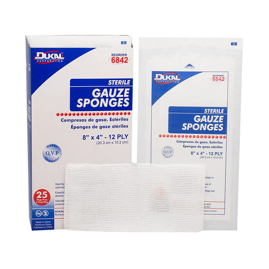 Dukal™ Sterile Gauze Sponge, 4 X 8 Inch, 12-Ply, 500/Cs